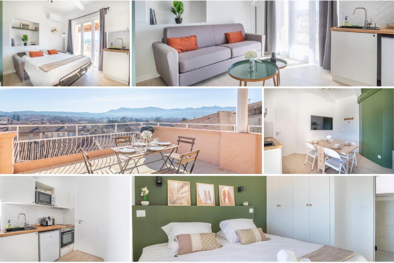 Mont Ventoux - Terrasse - Vue Degagee - Linge De Qualite - Fibre - Confort Gardanne Exterior foto